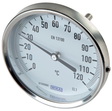 Exemplary representation: Bimetal thermometer horizontal without thermowell, 18 mm collar